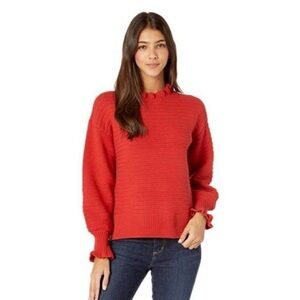 Madewell Red Ruffle Neck Sweater